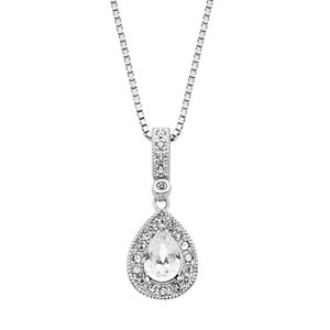 Diamond Splendor Crystal & Diamond Accent Sterling Silver Teardrop Pendant Necklace