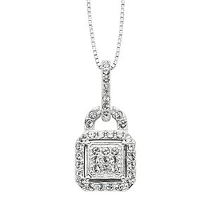 Diamond Splendor Crystal & Diamond Accent Sterling Silver Lock Pendant Necklace