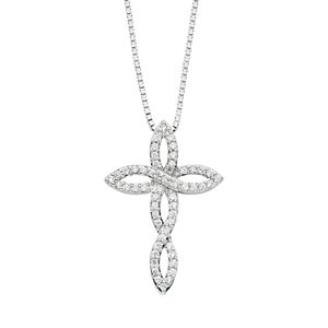 Diamond Splendor Crystal & Diamond Accent Sterling Silver Cross Pendant Necklace