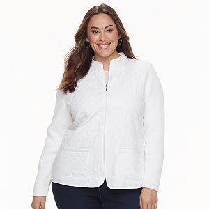 Plus Size Croft & Barrow® Quilted Full-Zip Sweater Jacket