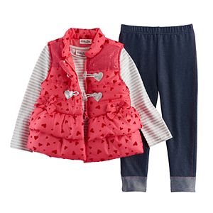 Toddler Girl Little Lass Puffy Vest, Tee & Leggings Set