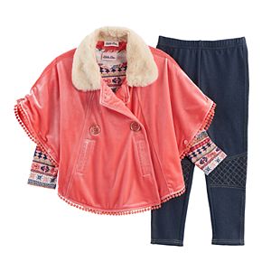 Toddler Girl Little Lass Jacket Poncho, Tee & Jeggings Set