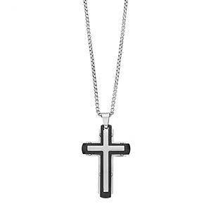 1913 Stainless Steel Two Tone Men's Cross Pendant Necklace