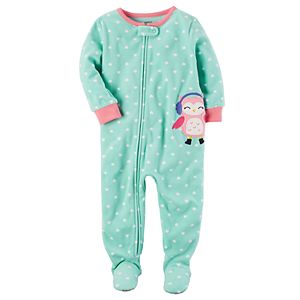 Toddler Girl Carter's Animal Applique Fleece Footed Pajamas