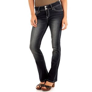 Juniors' Wallflower Curvy Faded Bootcut Jeans