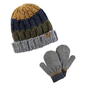 Baby Boy Carter's Colorblocked Cable Knit Beanie & Mittens Set
