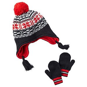 Baby Boy Carter's Fairisle Knit Trapper Hat & Mittens Set