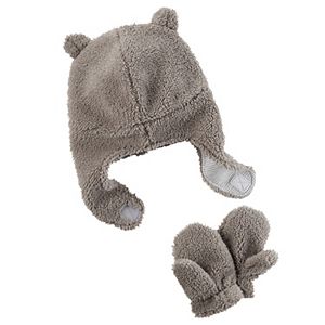 Baby Girl Carter's Plush Velboa Trapper Hat & Mittens Set