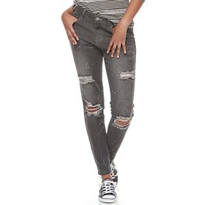 Juniors' Almost Famous Paint Splatter Ripped Skinny Jeans