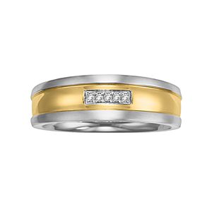 Lovemark Stainless Steel Two Tone Diamond Accent Men's Wedding Band