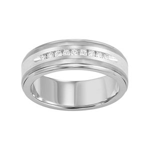 Lovemark 1/4 Carat T.W. Diamond Tungsten & Sterling Silver Men's Wedding Band