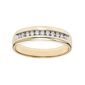 Lovemark 10k Gold 1/4 Carat T.W. Certified Diamond Men's Wedding Band