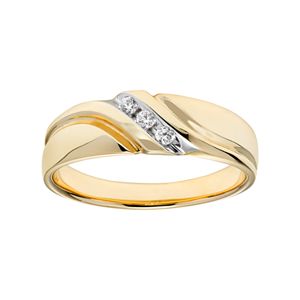 Lovemark 10k Gold 1/10 Carat T.W. Certified Diamond Men's Wedding Band