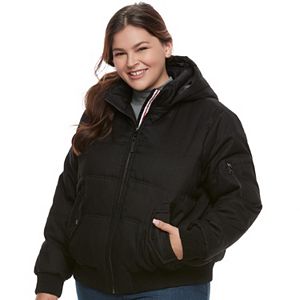 Juniors' Plus Size Urban Republic Hooded Puffer Bomber Jacket