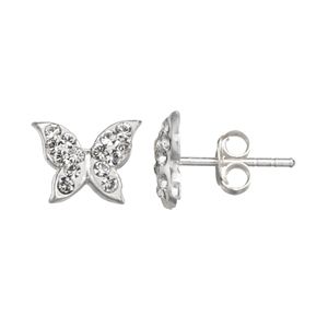 Charming Girl Kids' Sterling Silver Crystal Butterfly Stud Earrings