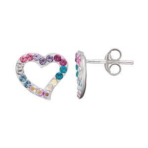 Charming Girl Kids' Sterling Silver Crystal Heart Stud Earrings