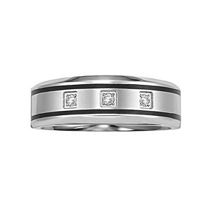 Lovemark Stainless Steel Diamond Accent Men's Wedding Band