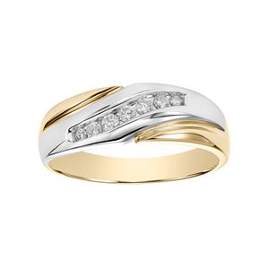 Lovemark Two Tone 10k Gold 1/4 Carat T.W. Diamond Wedding Band
