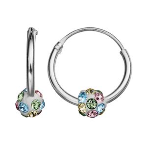 Charming Girl Kids' Sterling Silver Crystal Ball Hoop Earrings