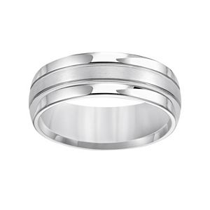 Lovemark White Tungsten Groove Men's Wedding Band