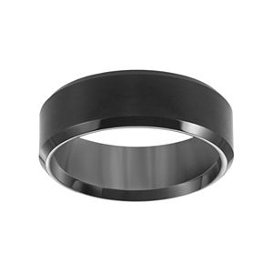 Lovemark Black Ion-Plated Tungsten Beveled Men's Wedding Band