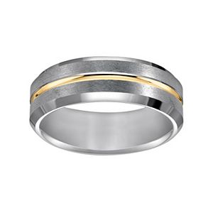 Lovemark Tungsten Carbide and Yellow Ion-Plated Tungsten Carbide Men's Wedding Band