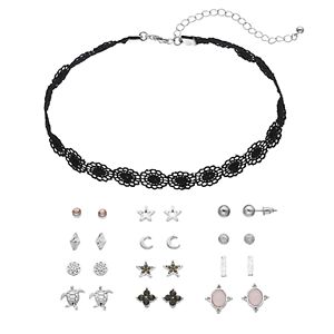 Mudd® Lace Choker Necklace & Turtle Stud Earring Set