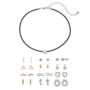 Mudd® Simulated Pearl Choker Necklace & Stud Earring Set