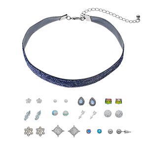 Mudd® Glittery Choker Necklace & Arrow Stud Earring Set