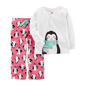 Toddler Girl Carter's Embroidered Applique Top & Microfleece Bottoms Pajama Set