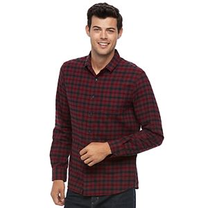 Big & Tall Apt. 9® Modern-Fit Plaid Brushed Flannel Button-Down Shirt
