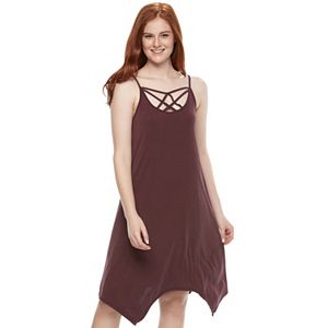 Juniors' Mudd® Strappy Handkerchief Hem Dress