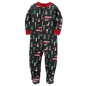 Baby Boy Carter's Holiday Patterned Microfleece One-Piece Pajamas