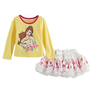 Disney's Beauty & The Beast Belle Toddler Girl Top & Floral Tutu Skort Set