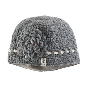 Women's SIJJL Wool Crochet Sequined Flower Beanie