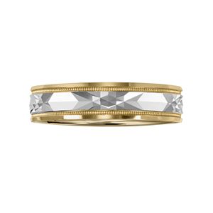 Lovemark 10k Gold Two Tone Men's Wedding Band