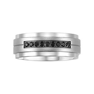 Lovemark Stainless Steel 1/5-ct. T.W. Black Diamond Men's Wedding Ring