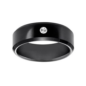 Lovemark Black Ion-Plated Tungsten Carbide Diamond Accent Men's Wedding Band