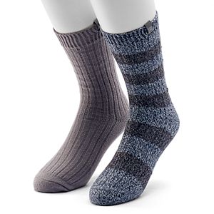 Men's Avalanche 2-pack Marled Solid and Rugby-Striped Casual Crew Socks