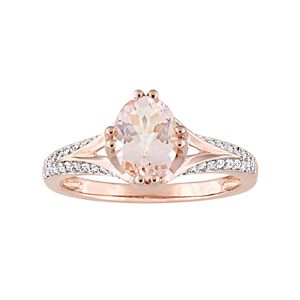 14k Rose Gold Morganite & 1/5 Carat T.W. Diamond Ring