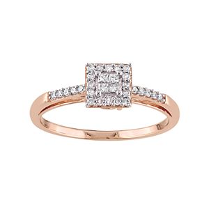 10k Rose Gold 1/5 Carat T.W. Diamond Square Halo Engagement Ring