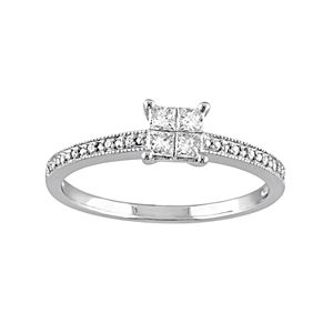 10k White Gold 1/3 Carat T.W. Diamond Square Ring