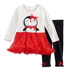 Toddler Girl Penguin Dress & Leggings Set