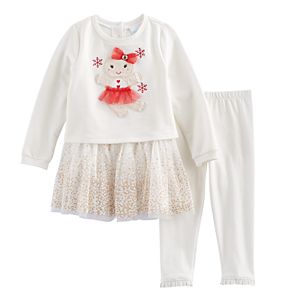 Toddler Girl Nannette French Terry Glittery Gingerbread Dress & Leggings Set