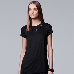 Women's Simply Vera Vera Wang 10th Anniversary Embellished Necklace Tee