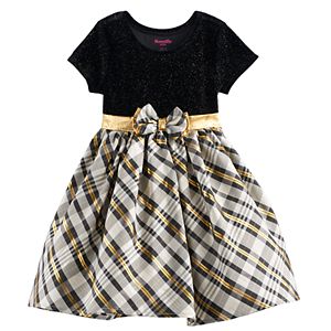 Toddler Girl Nannette Glittery Velvet & Plaid Dress