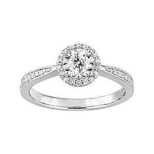 Sterling Silver 1/3 Carat T.W. Diamond Halo Ring