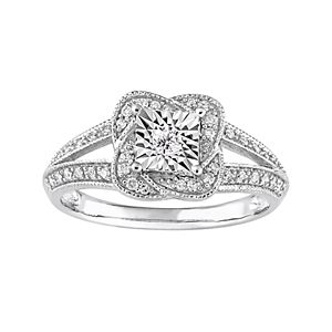 Sterling Silver 1/5 Carat T.W. Diamond Knot Ring