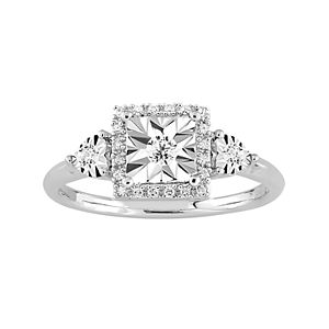 Sterling Silver 1/6 Carat T.W. Diamond Square Halo Ring
