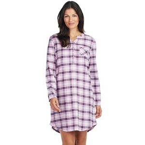 Women's Jockey Pajamas: Plaid Flannel Long Sleeve Sleep Shirt